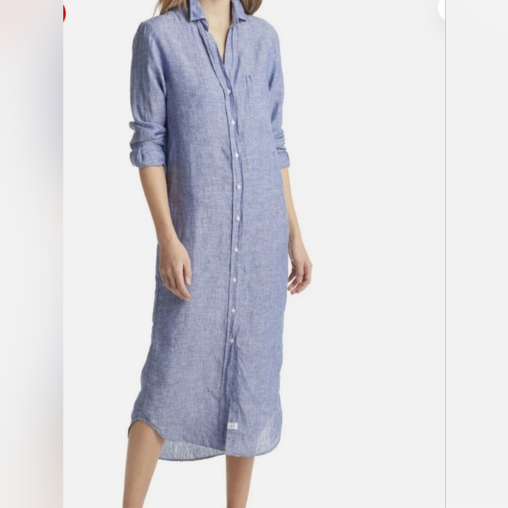 Frank Eileen Blue Button-Up Long Dress